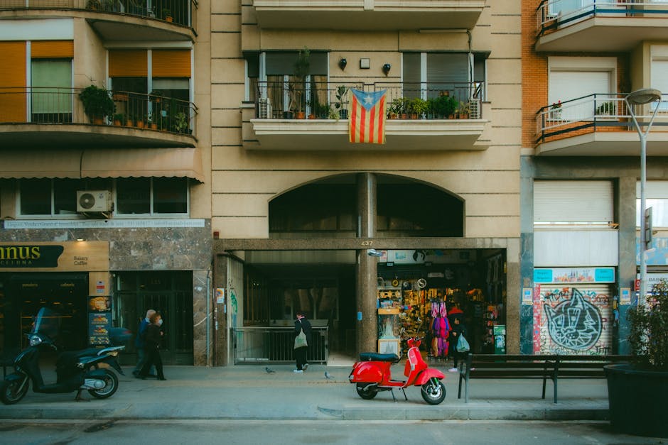 Barcelona fashion street storefront colorful