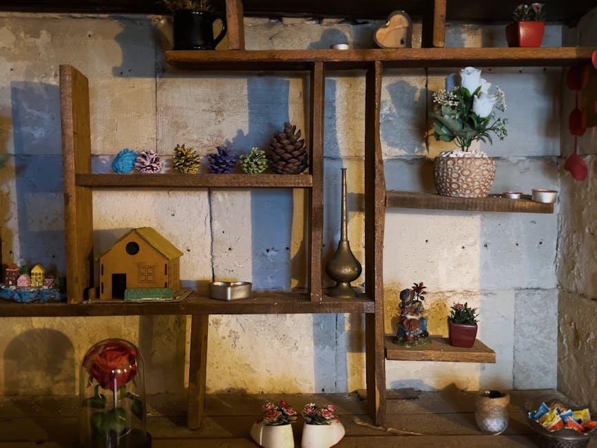 beach cover-up and accessories on wooden shelf