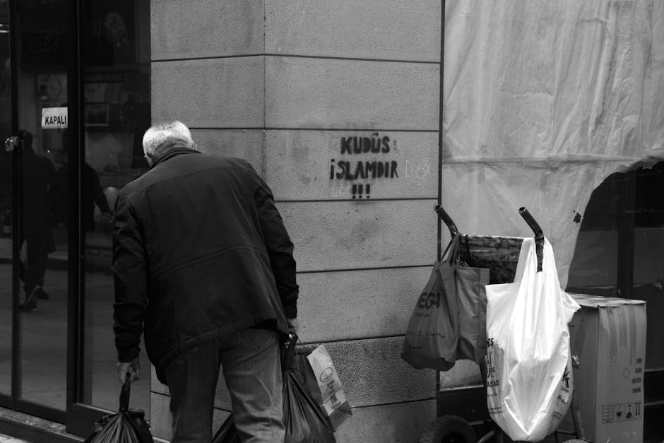 Berlin  street with people carrying  bags