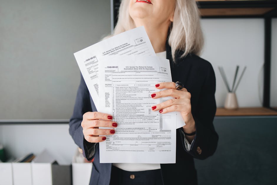 business owner reviewing tax documents at home