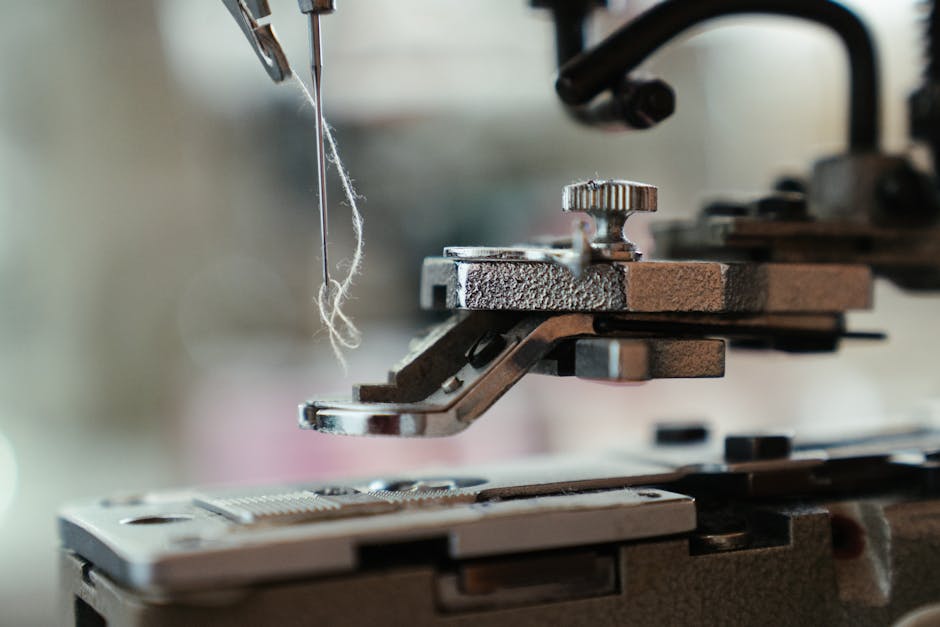close-up of sewing machine in French textile atelier