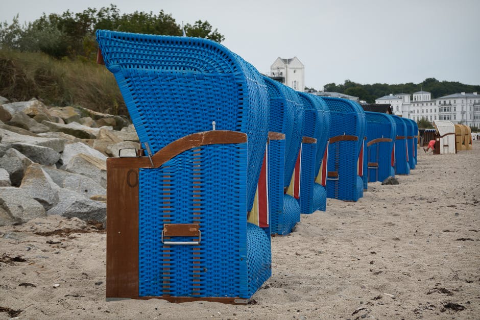 colorful beach chairs at German seaside