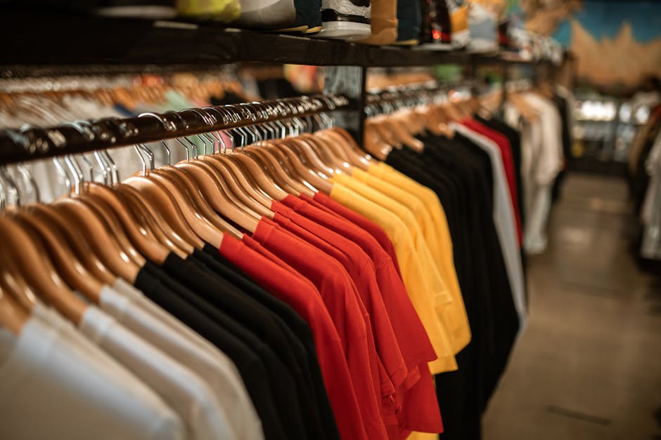 colorful clothing store  rack