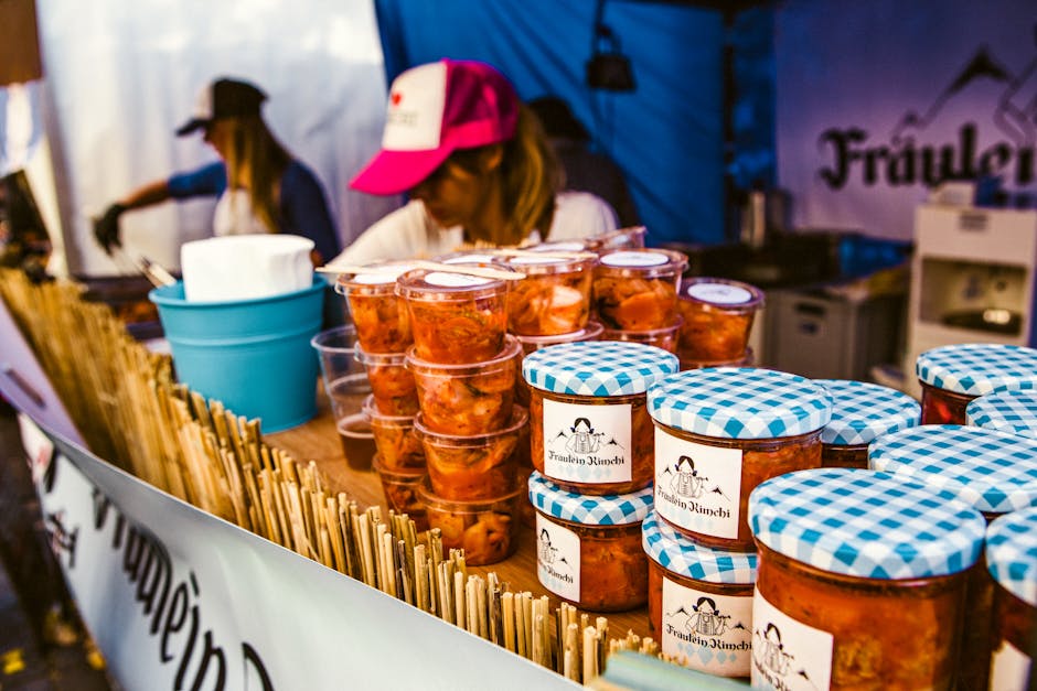 colorful street food market stall in Berlin