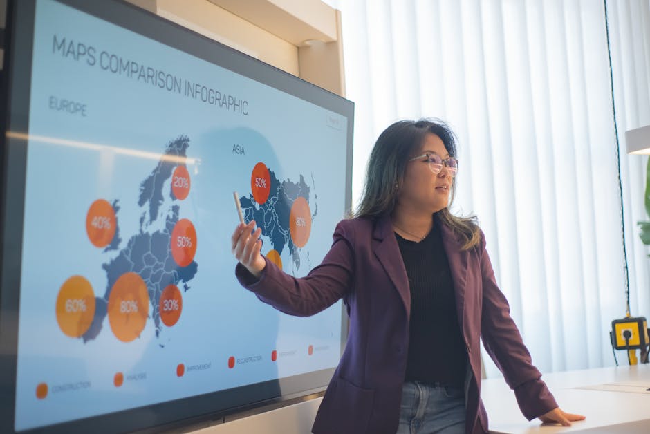 data visualization screen in conference room
