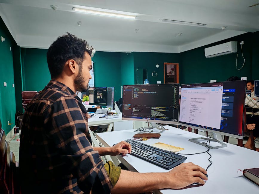 developer working in modern tech coworking space