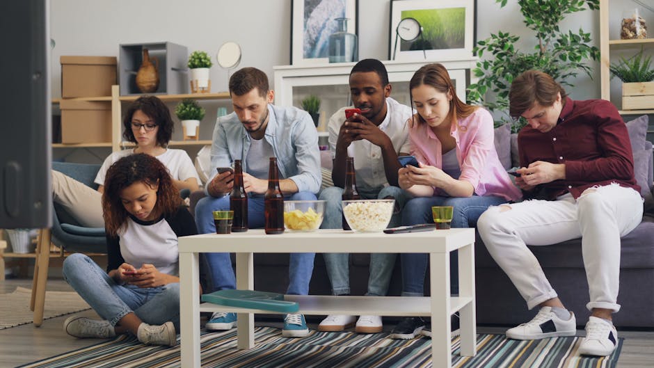 diverse people using smartphones for online