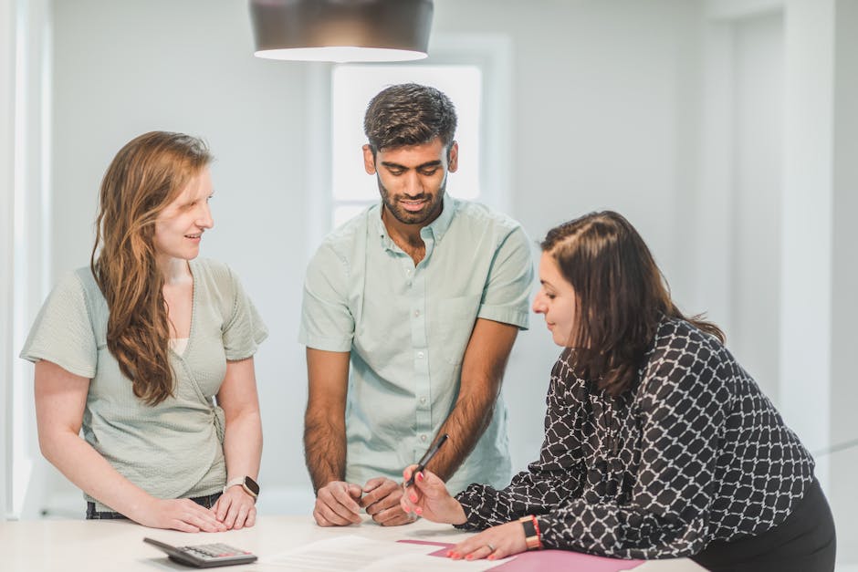 diverse team reviewing contracts