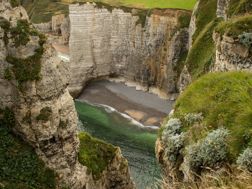 dramatic white cliffs of Normandy coastline