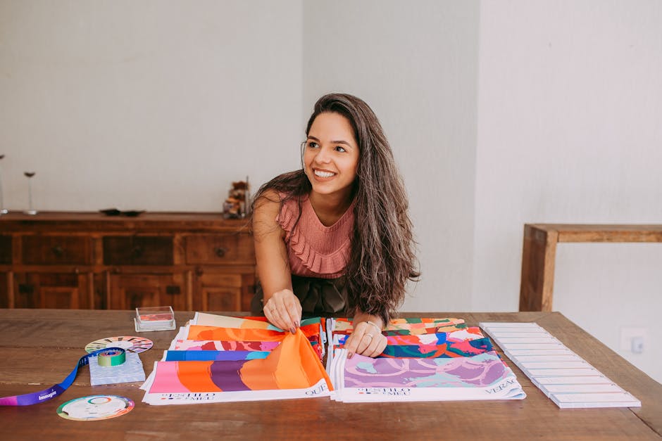 fashion designer working on colorful fabric in Brazil