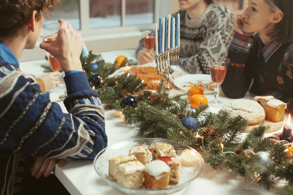 festive christmas dinner table with german food
