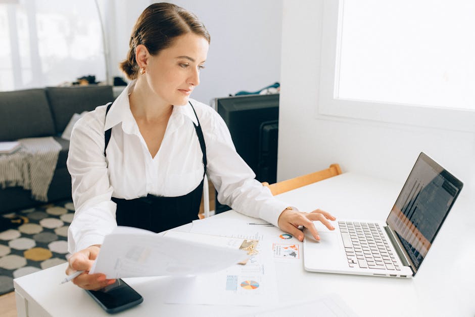 french entrepreneur reviewing data protection papers in office