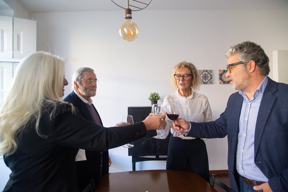 French professionals networking over wine