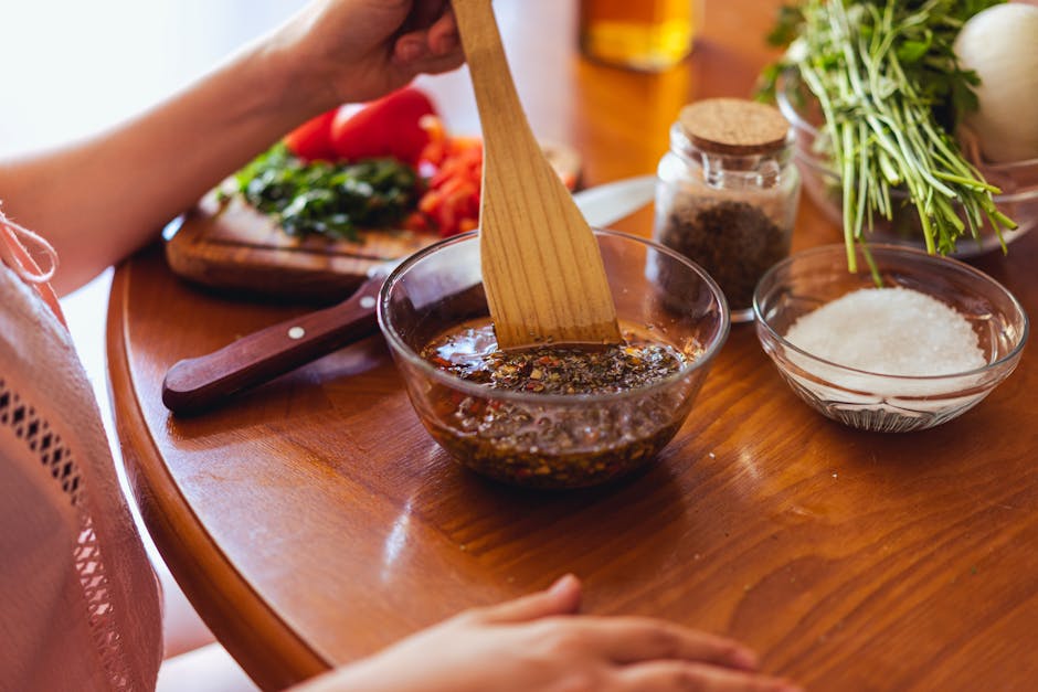 fresh chimichurri sauce in white bowl