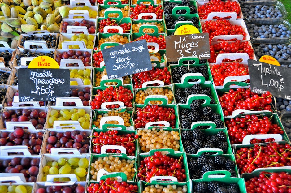 fresh local produce at outdoor French market stall