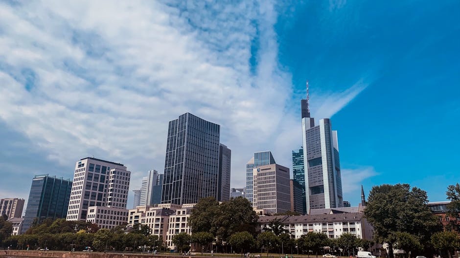German city business district modern skyline