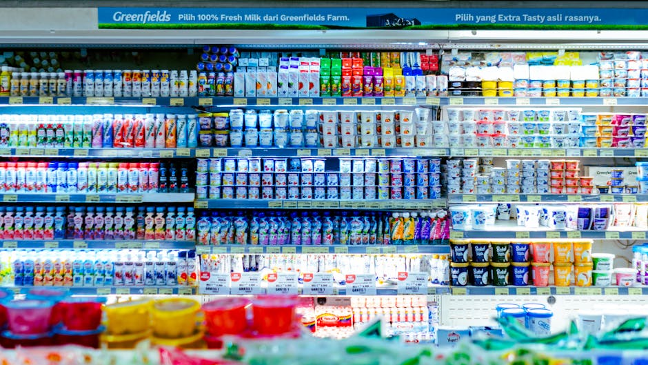 german supermarket refrigerator aisle with fresh produce