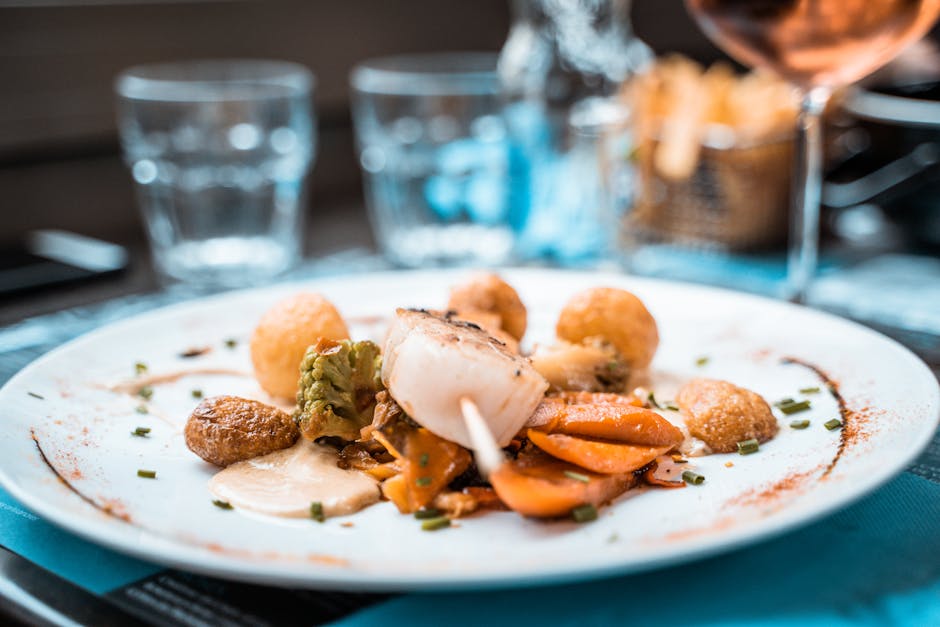 gourmet plating with French cuisine ingredients