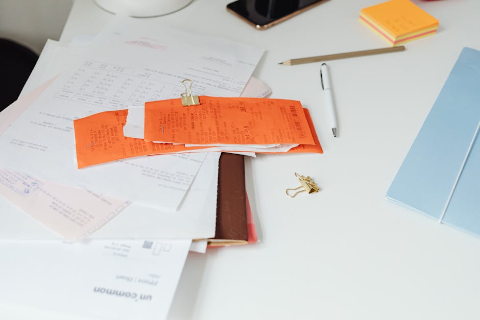 invoice and financial documents on clean workspace