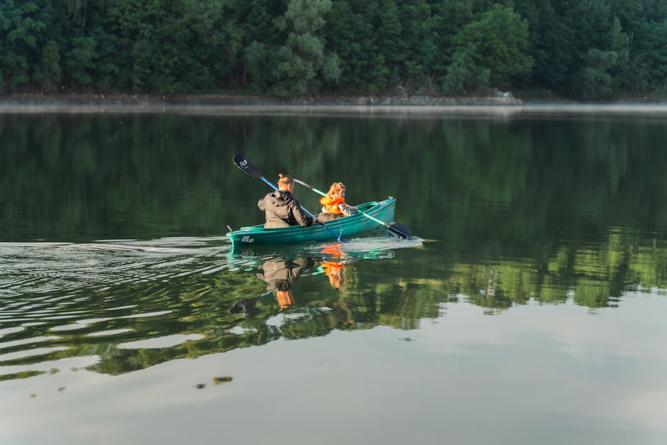 kayak on calm polish lake water