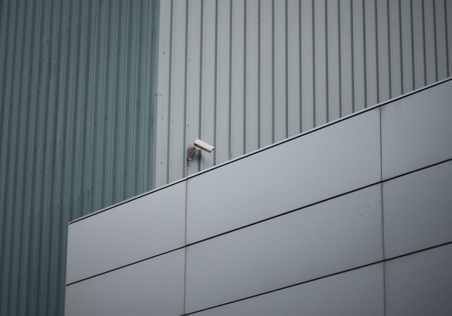 modern home facade with security camera