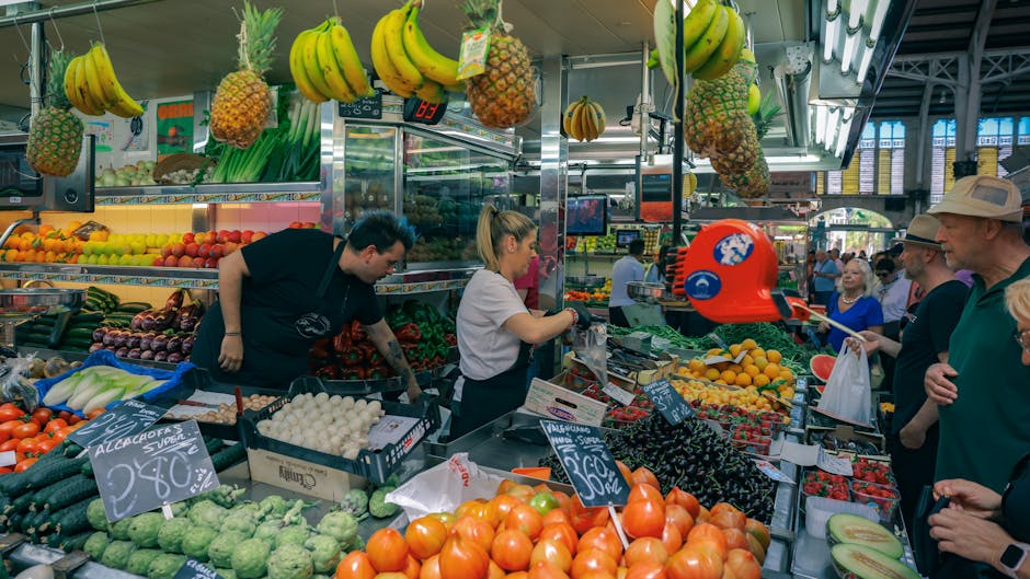 organic vegetables at Spanish market stall