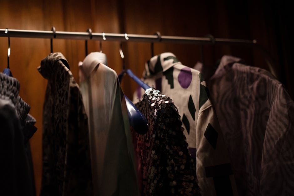 organized colorful wardrobe with dresses and blouses