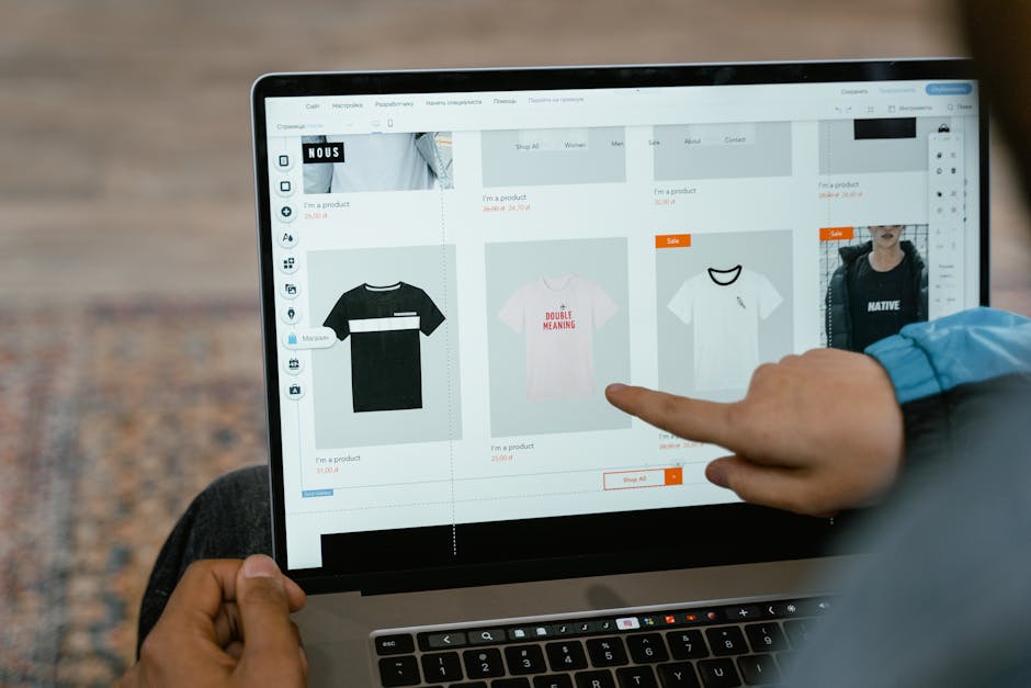 person browsing online store on laptop at home
