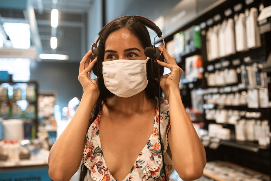 person  for headphones in a retail store
