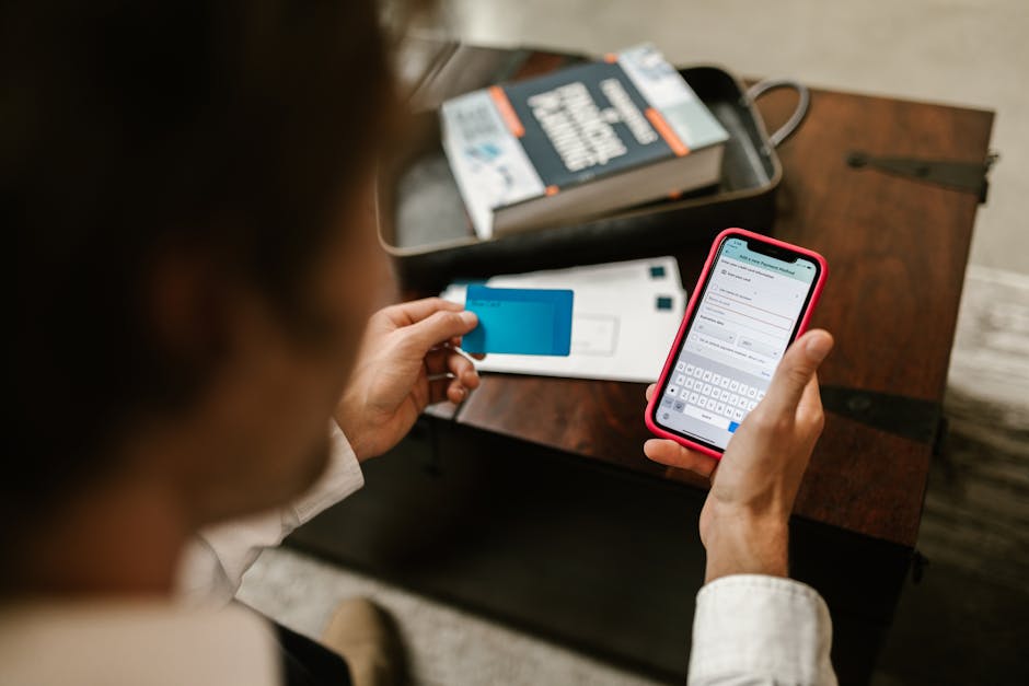 person using mobile banking app