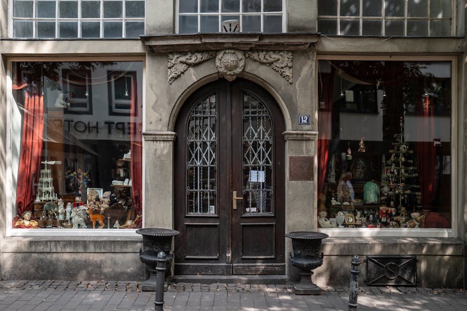 polish city street with antique shops vintage feel