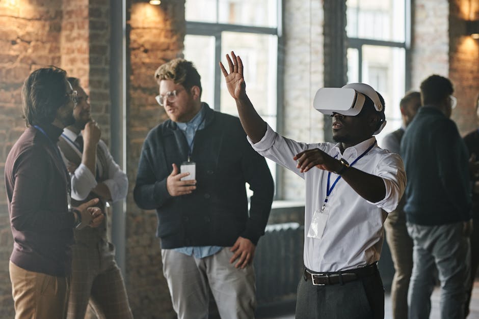 professional networking at tech conference