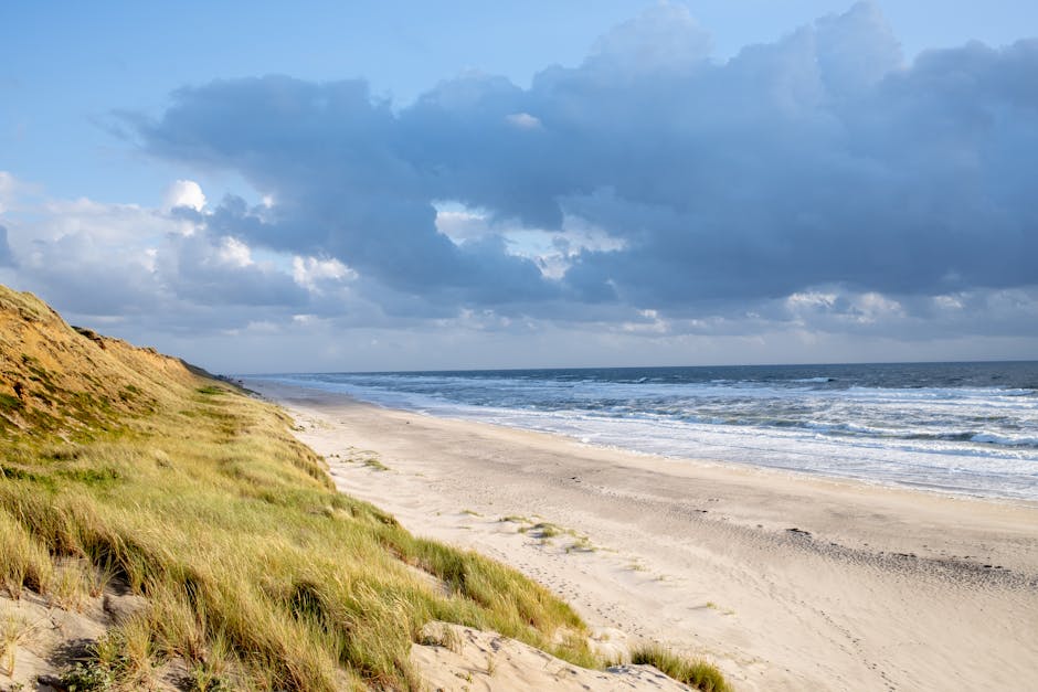red cliffs and beach on German North Sea island