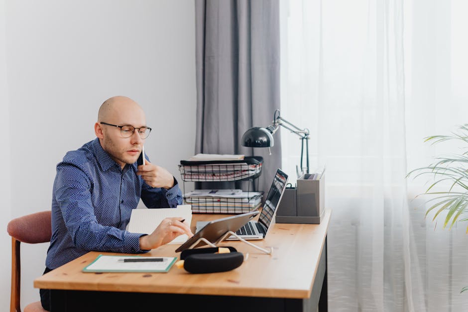remote worker at home office desk