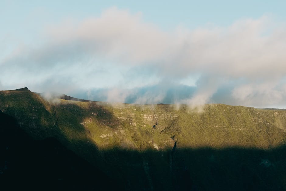 reunion island volcanic landscape green mountains