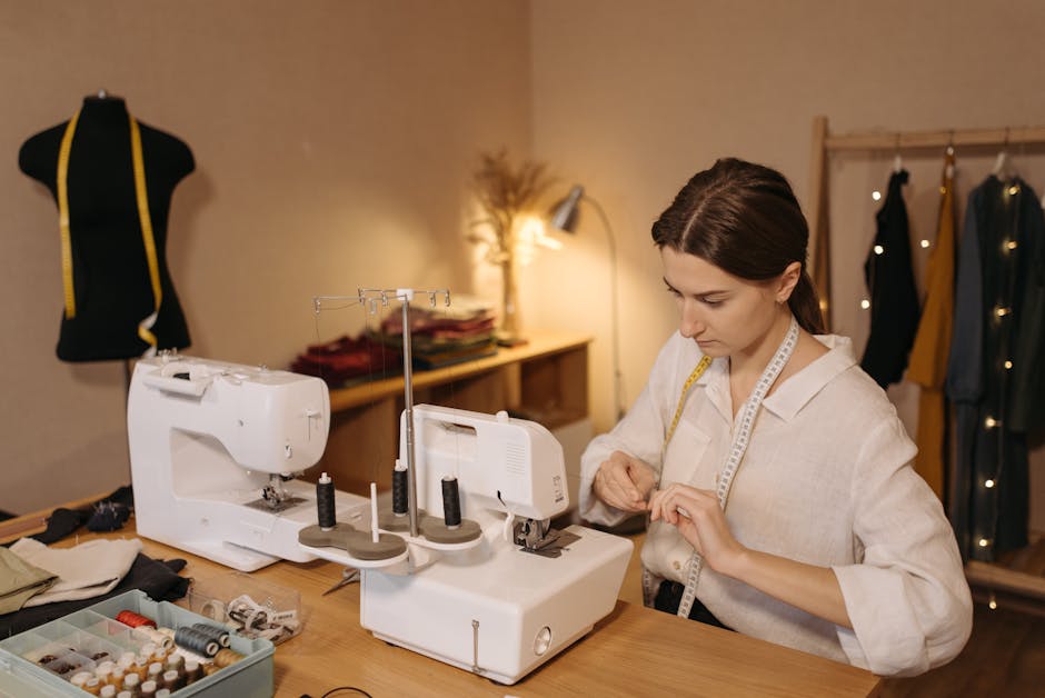 seamstress working in bright Brazilian studio