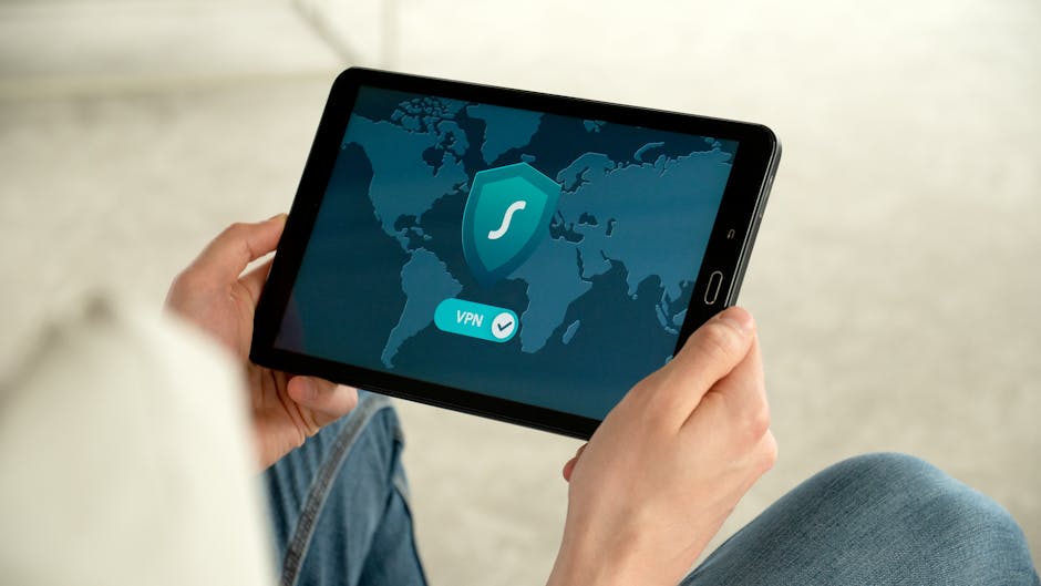 secure internet connection concept with screen displaying data