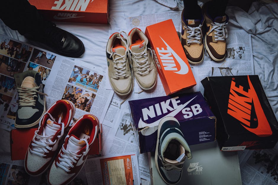 sneaker collection on display