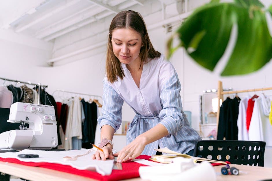Spanish fashion designer working in sustainable atelier