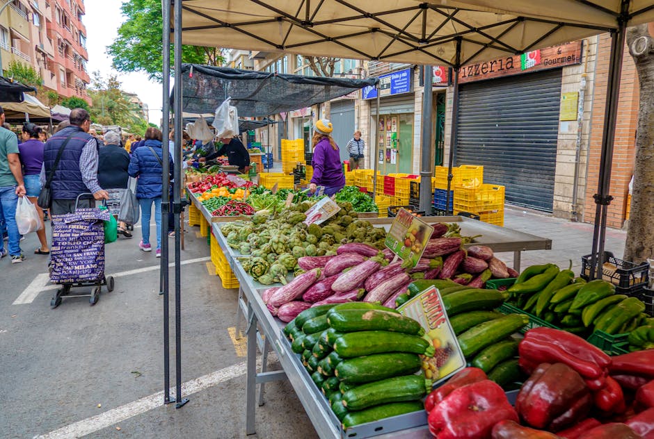 Spanish weekly market with local produce