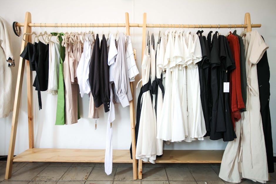 sustainable clothing rack colorful variety