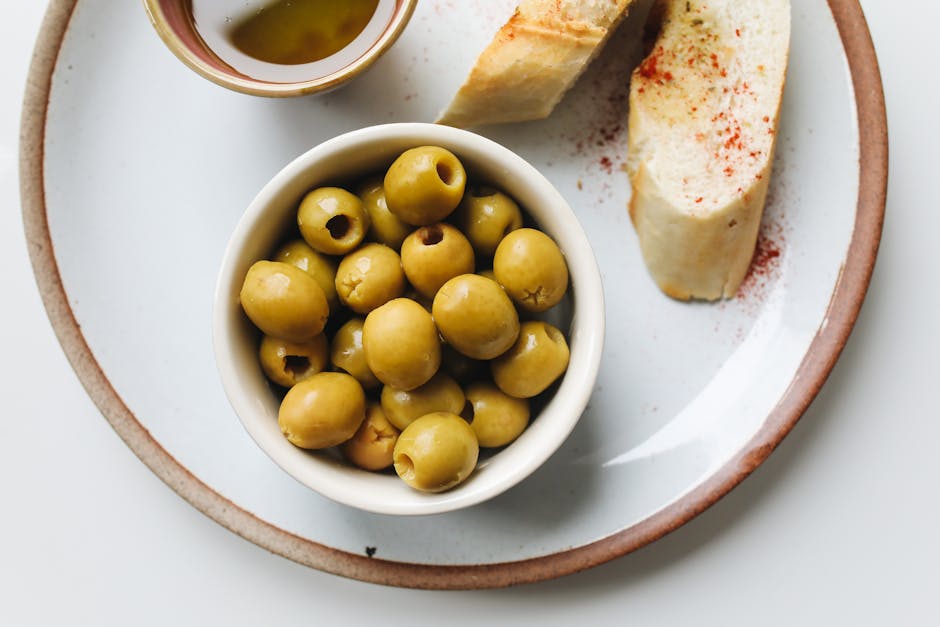tapas plate with olives and bread