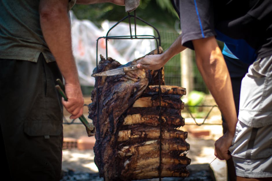 traditional Brazilian charcoal BBQ setup