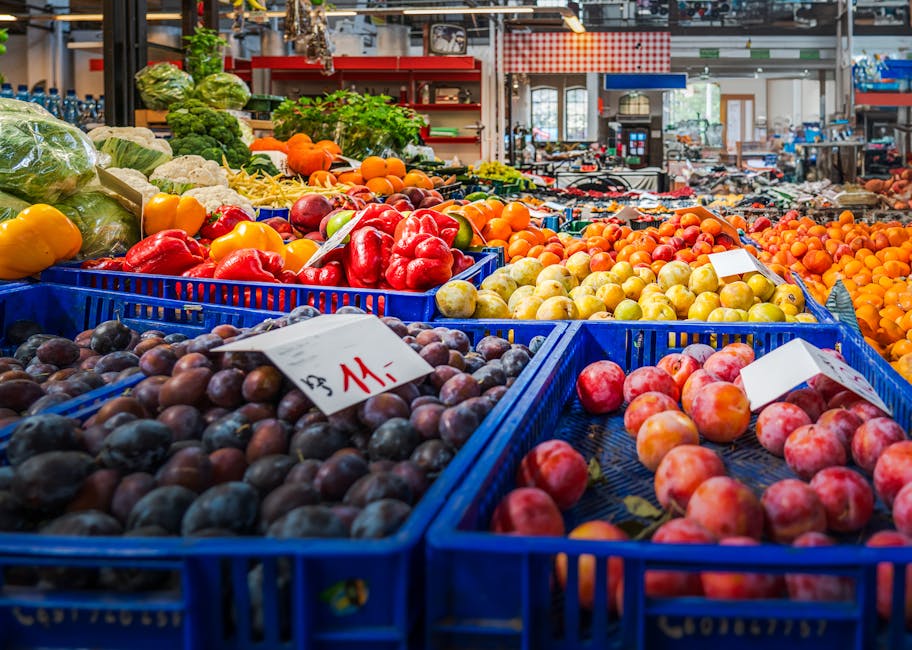 traditional Polish food market stall with vegetables