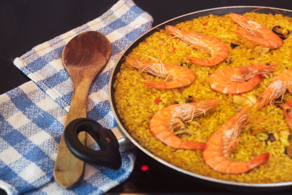 traditional Spanish paella with seafood
