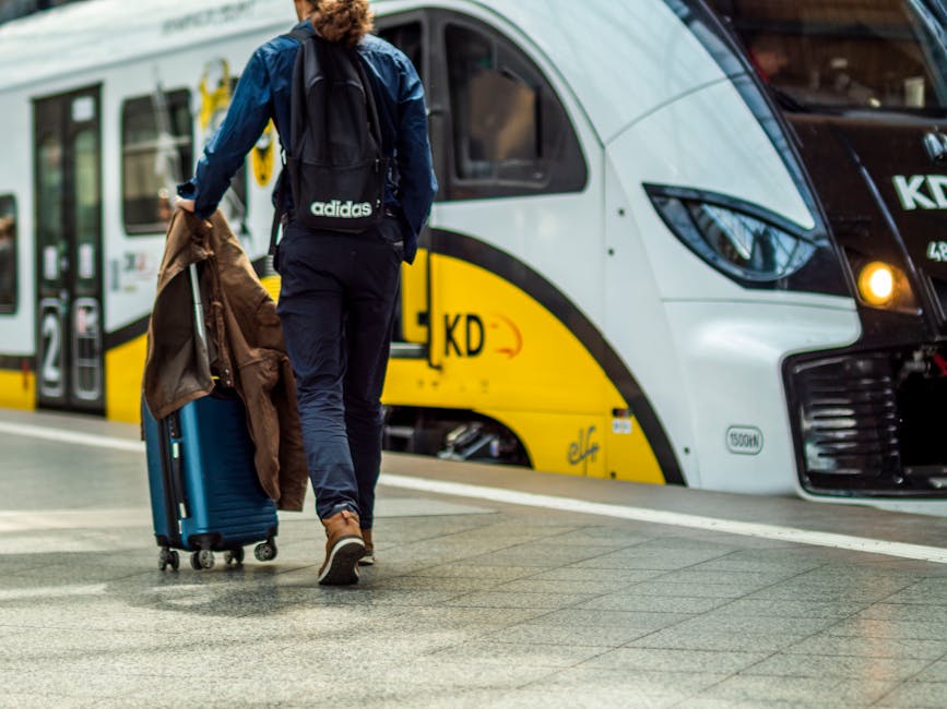 traveler with suitcase at European landmark