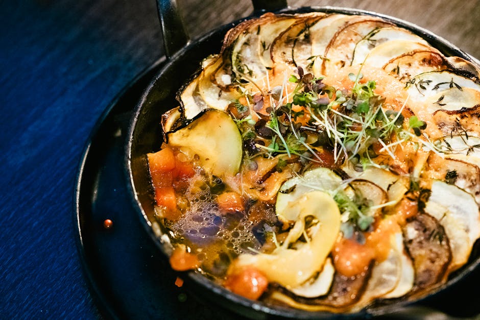 vegetarian ratatouille dish in parisian bistro