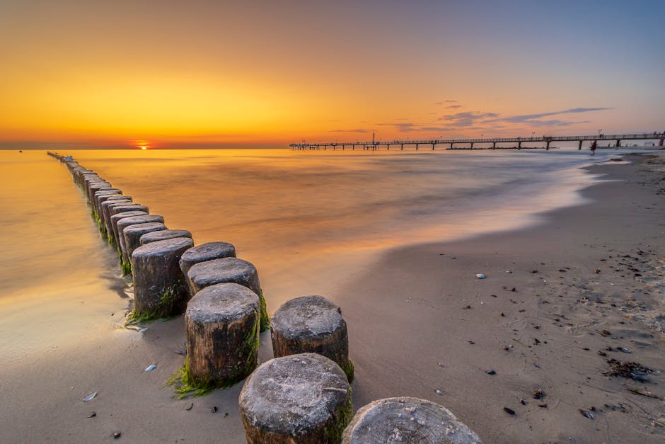 wooden pier at sunset Baltic Coast Germany